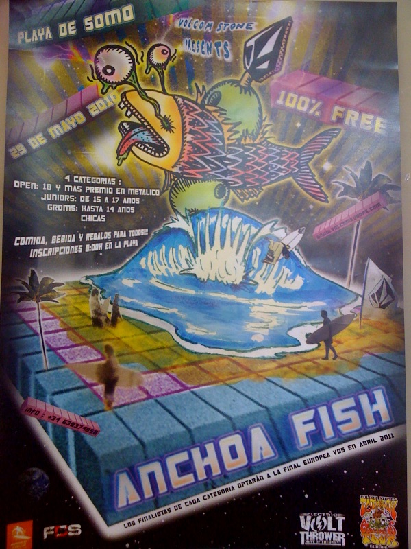 Cartel del campeonato de Somo de Surf ANCHOA FISH