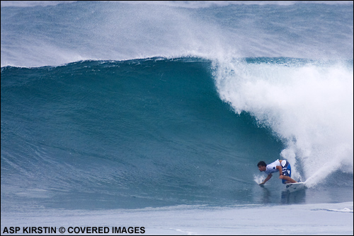 Hodei Collazo en una competición en Sunset Beach, Hawai