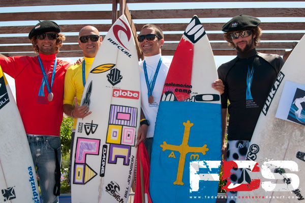 Guillermo en una competición internacional este verano, haciendo patria en el podium.