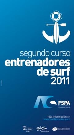 Cartel de los cursos de entrenador de surf 2011 de la Federación Asturiana de Surf