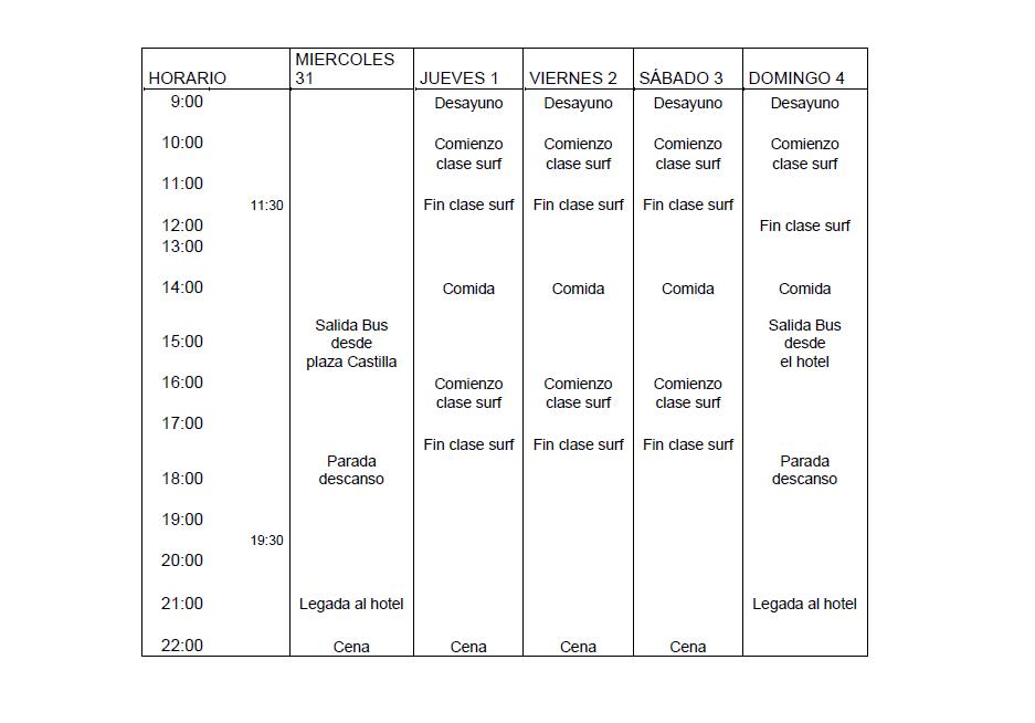 Horario estimado. Pueden producirse cambios y/o ajustes.